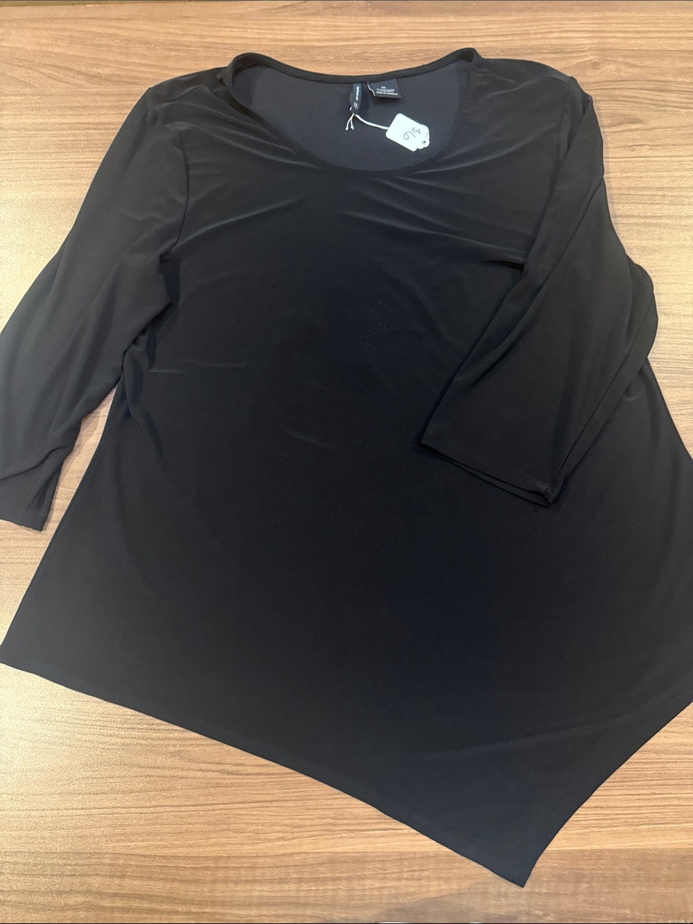 new directions Black Asymmetric Scoop-Neck Tunic